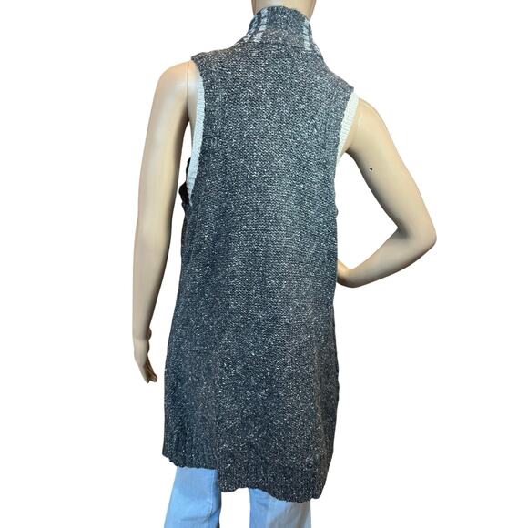 VTG Grandmacore Size Large Open Front Vest Cardigan Cable Knit Sweater Pockets - Picture 6 of 15